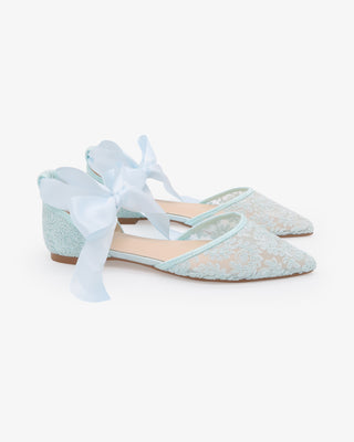 Crochet Lace Pointy Toe with Ankle Tie or Ballerina Lace Up