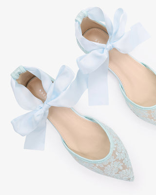 Crochet Lace Pointy Toe with Ankle Tie or Ballerina Lace Up