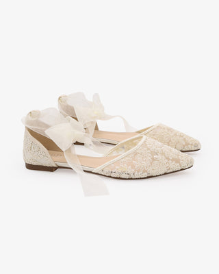 Crochet Lace Pointy Toe with Ankle Tie or Ballerina Lace Up