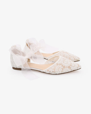 Crochet Lace Pointy Toe with Ankle Tie or Ballerina Lace Up