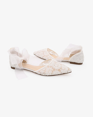 Crochet Lace Pointy Toe with Ankle Tie or Ballerina Lace Up