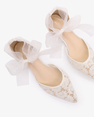 Crochet Lace Pointy Toe with Ankle Tie or Ballerina Lace Up