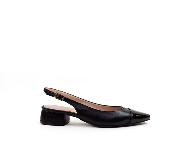 Berta Slingback Black Patent Toe