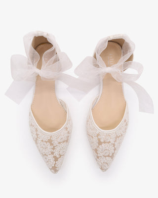Crochet Lace Pointy Toe with Ankle Tie or Ballerina Lace Up