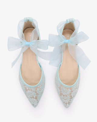 Crochet Lace Pointy Toe with Ankle Tie or Ballerina Lace Up