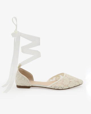 Crochet Lace Pointy Toe with Ankle Tie or Ballerina Lace Up