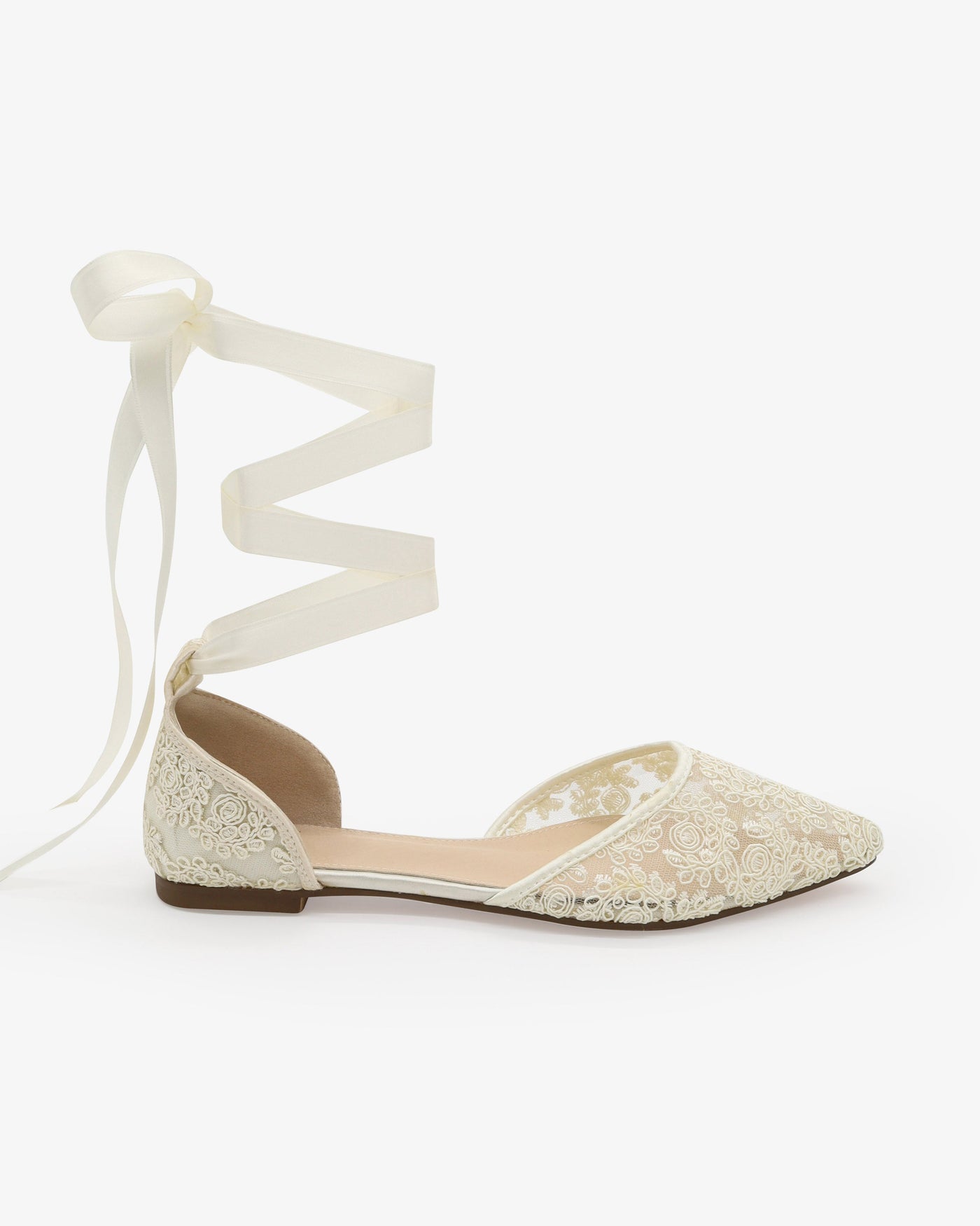 Crochet Lace Pointy Toe with Ankle Tie or Ballerina Lace Up - Glamourous Grace