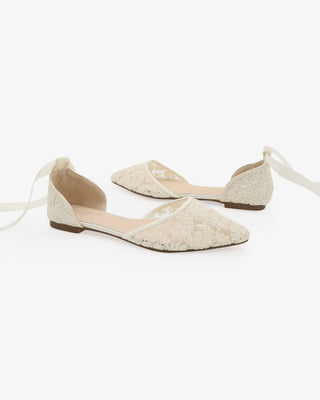 Crochet Lace Pointy Toe with Ankle Tie or Ballerina Lace Up