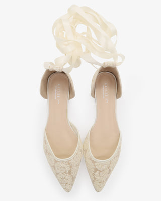 Crochet Lace Pointy Toe with Ankle Tie or Ballerina Lace Up