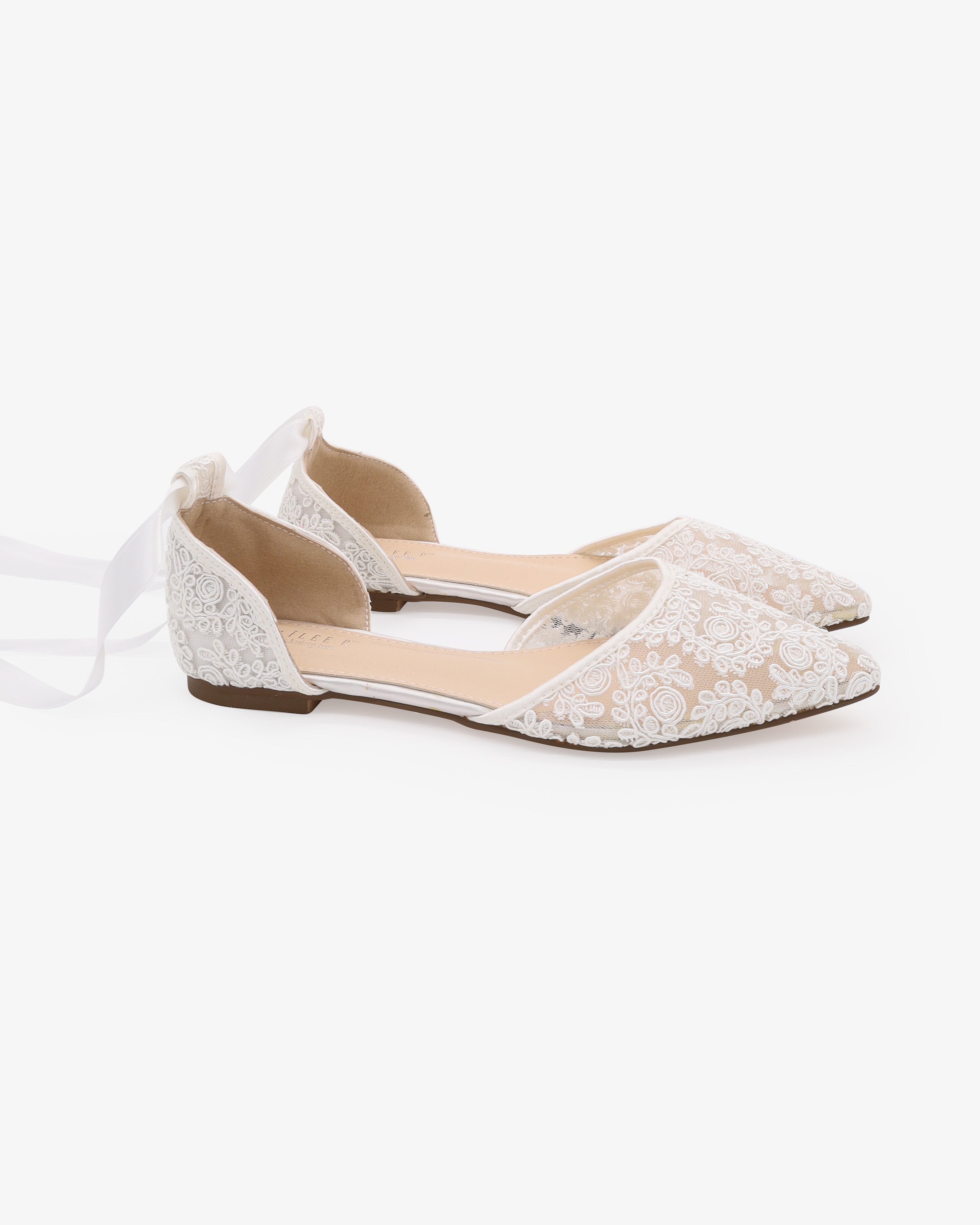 Crochet Lace Pointy Toe with Ankle Tie or Ballerina Lace Up