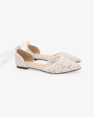 Crochet Lace Pointy Toe with Ankle Tie or Ballerina Lace Up