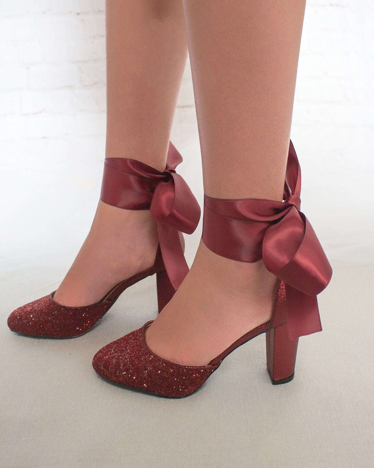 Rock Glitter Block Heel with Wrapped Satin Tie