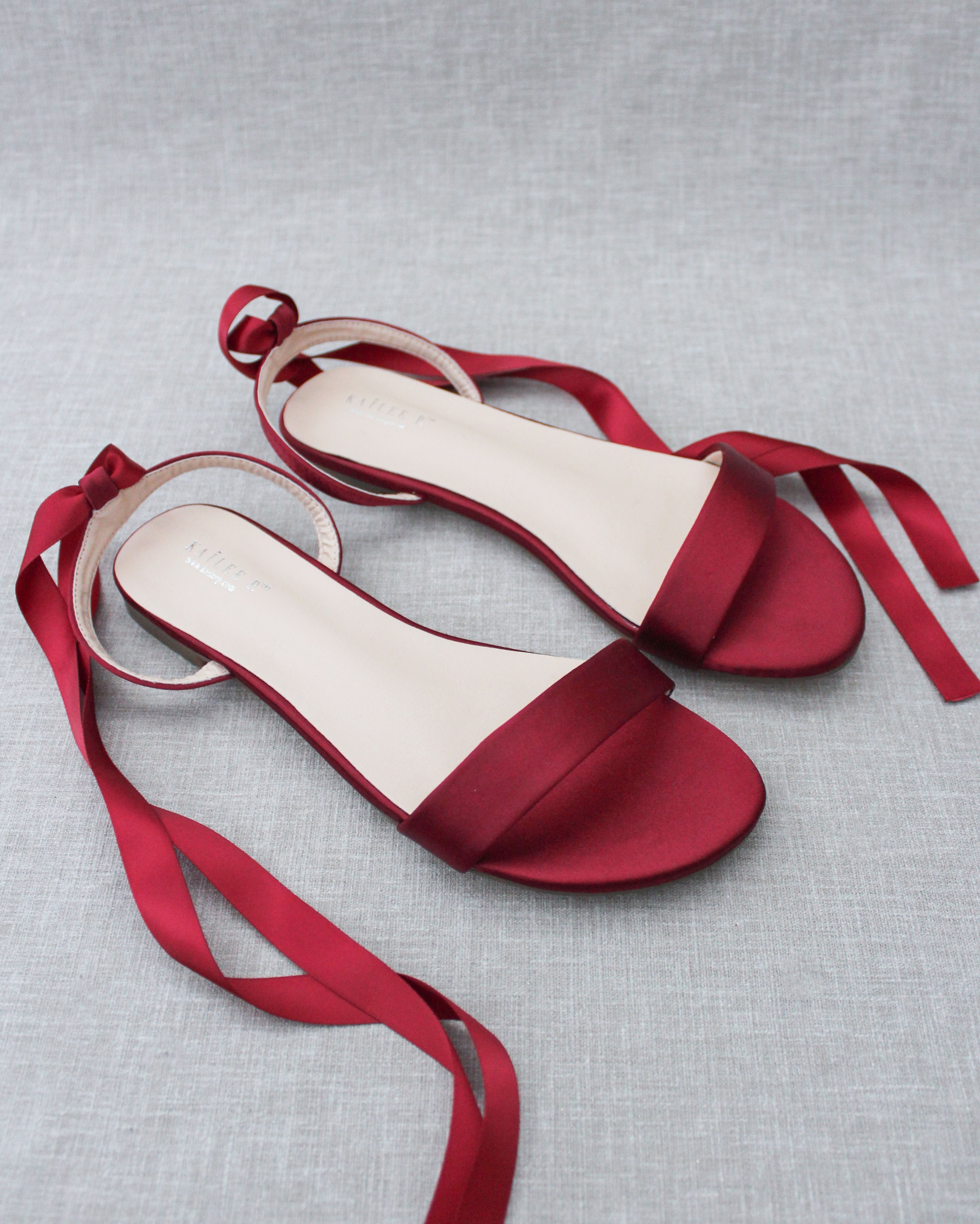 Satin Flat Sandal with Ballerina Lace Up