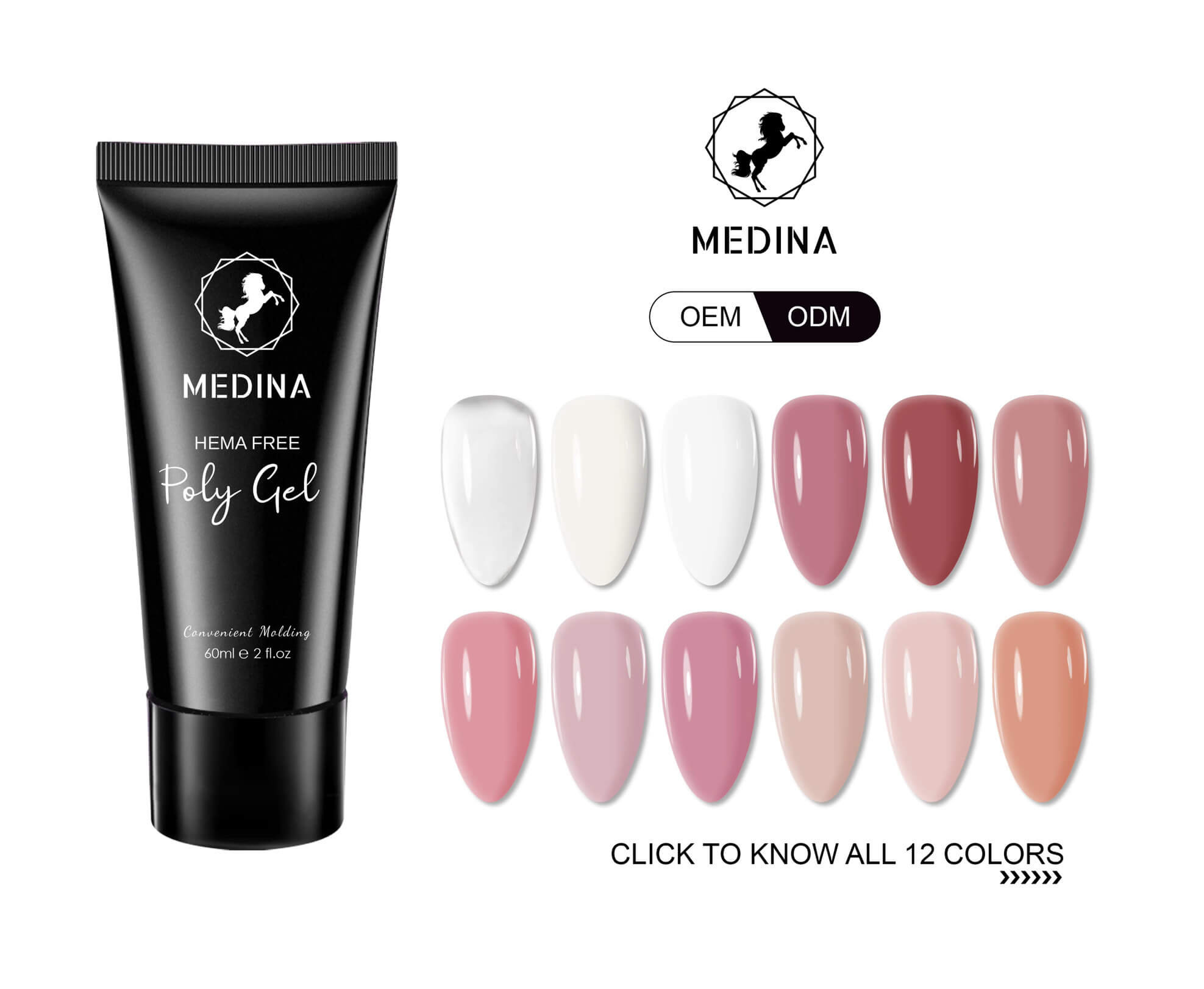 Medina - Polygel  Crytal Clear 2oz - Glamourous Grace