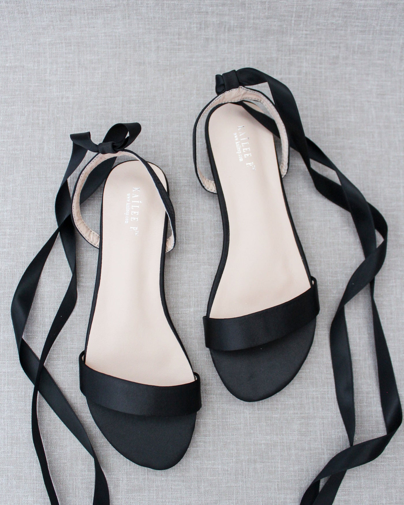 Satin Flat Sandal with Ballerina Lace Up - Glamourous Grace