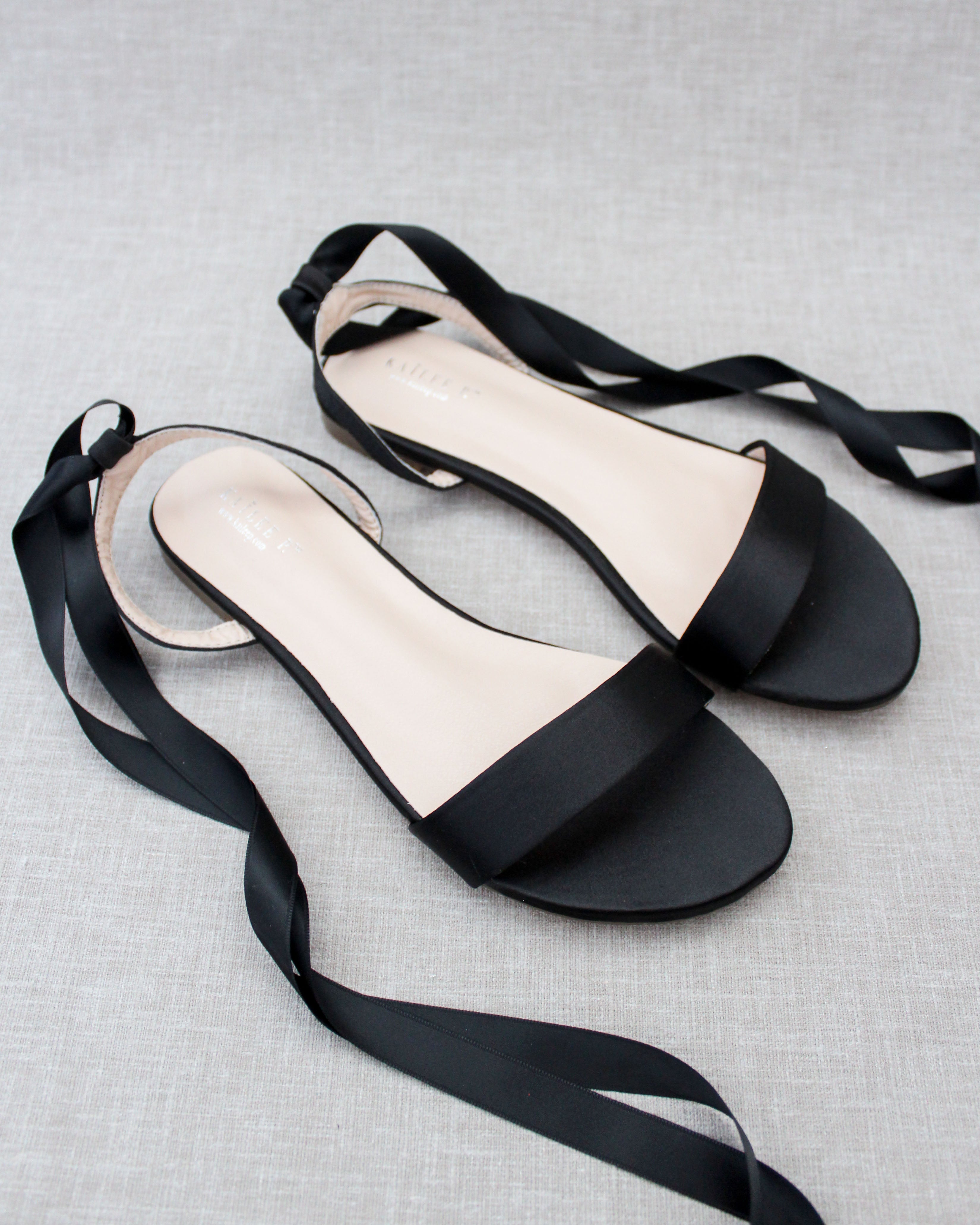 Satin Flat Sandal with Ballerina Lace Up