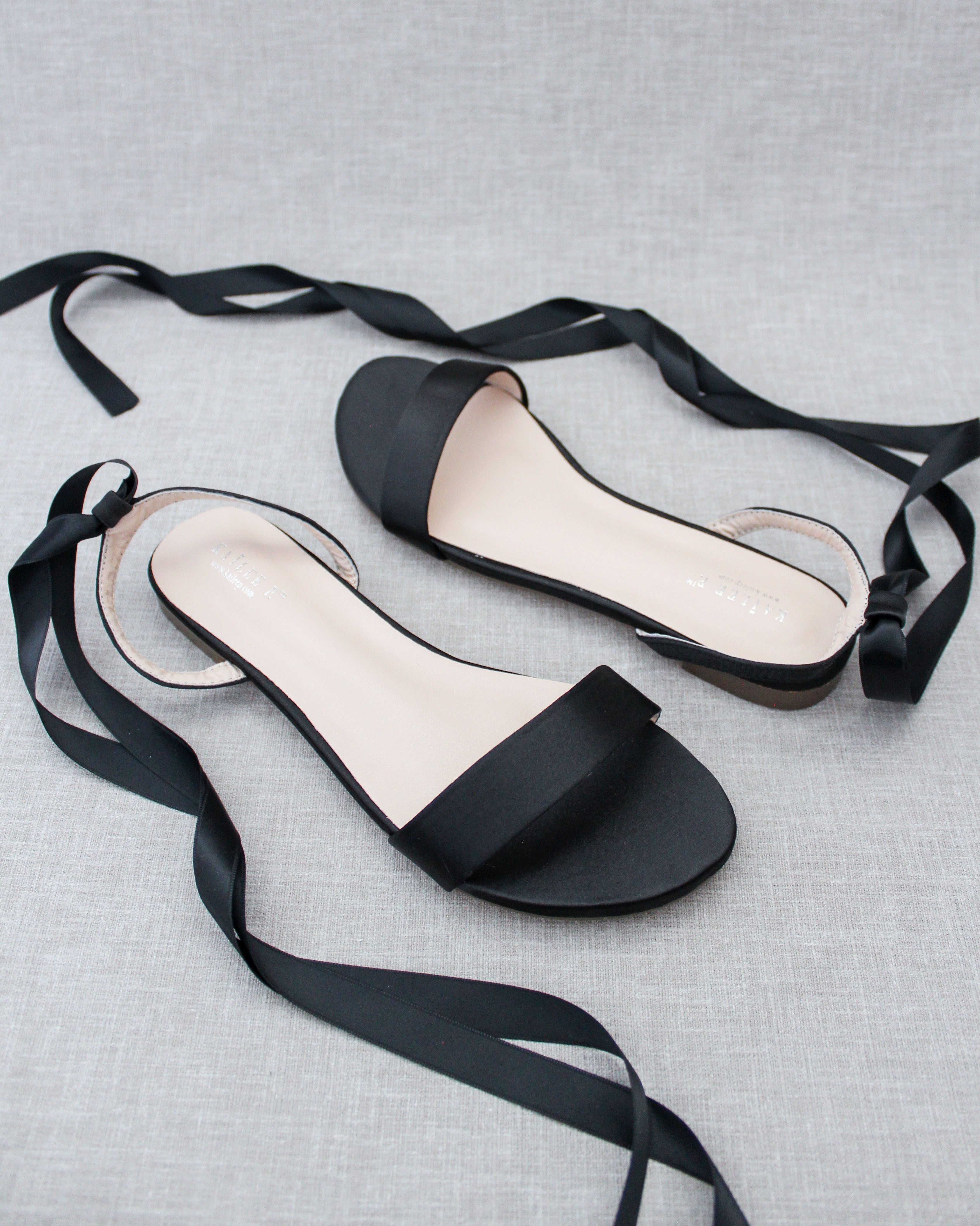 Satin Flat Sandal with Ballerina Lace Up
