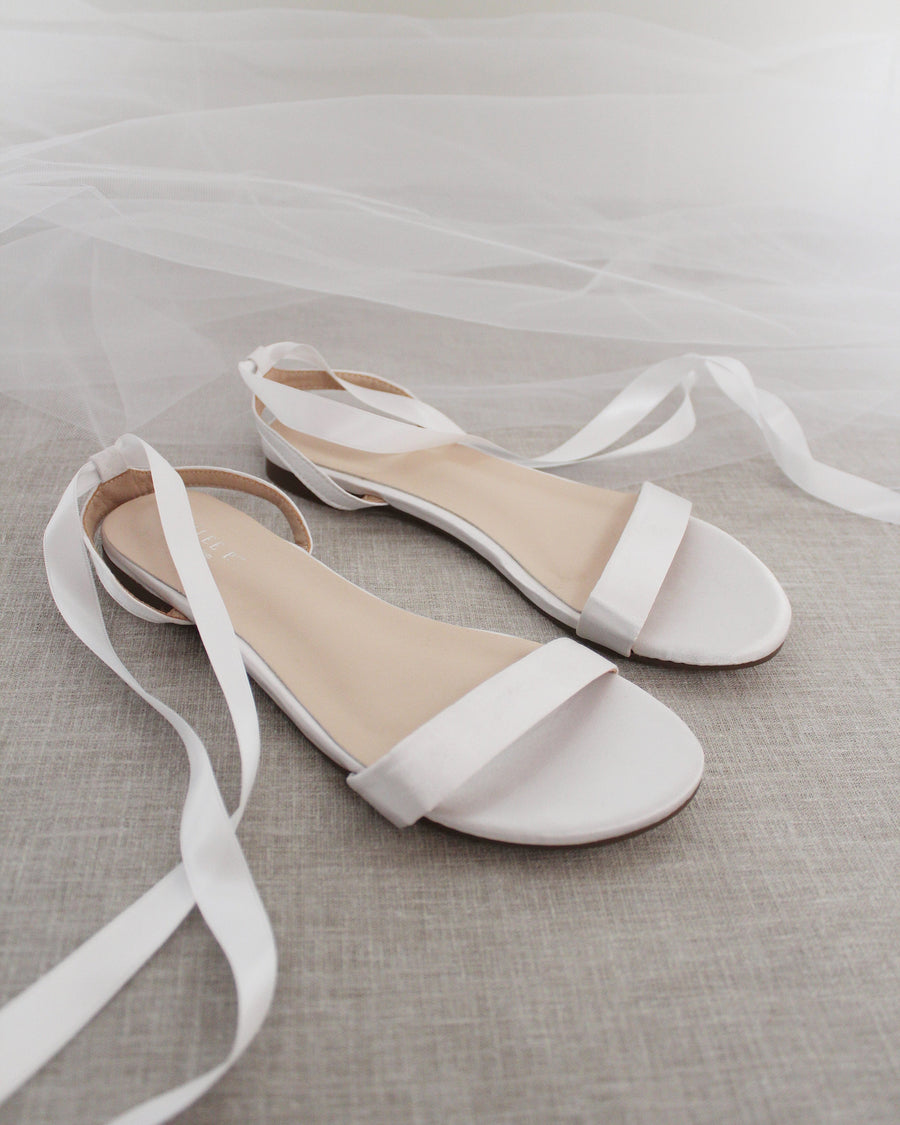 Satin Flat Sandal with Ballerina Lace Up - Glamourous Grace