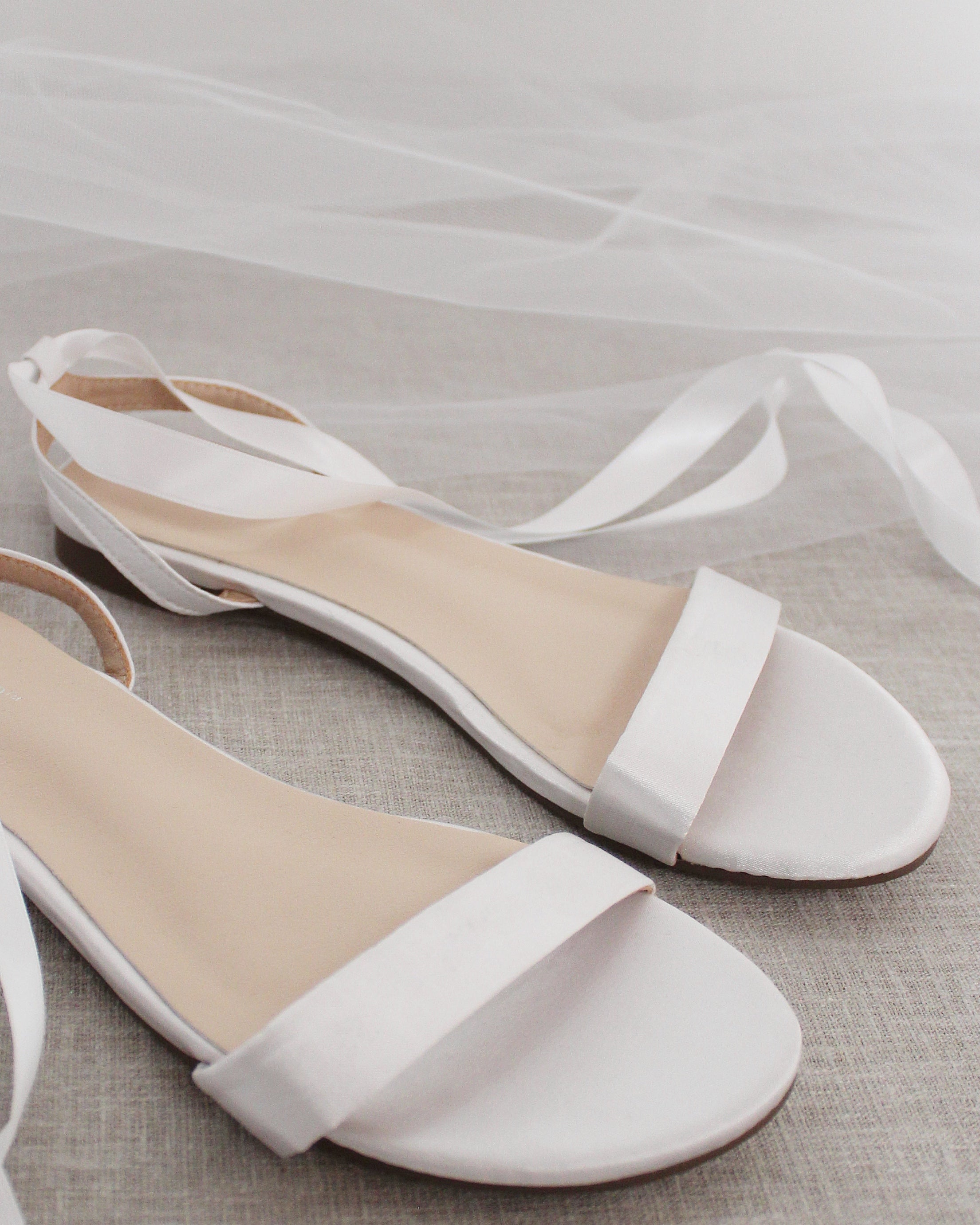 Satin Flat Sandal with Ballerina Lace Up
