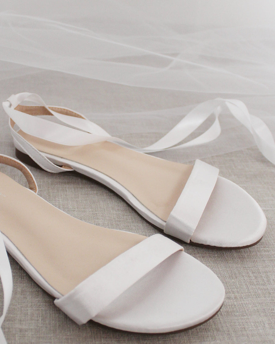 Satin Flat Sandal with Ballerina Lace Up - Glamourous Grace