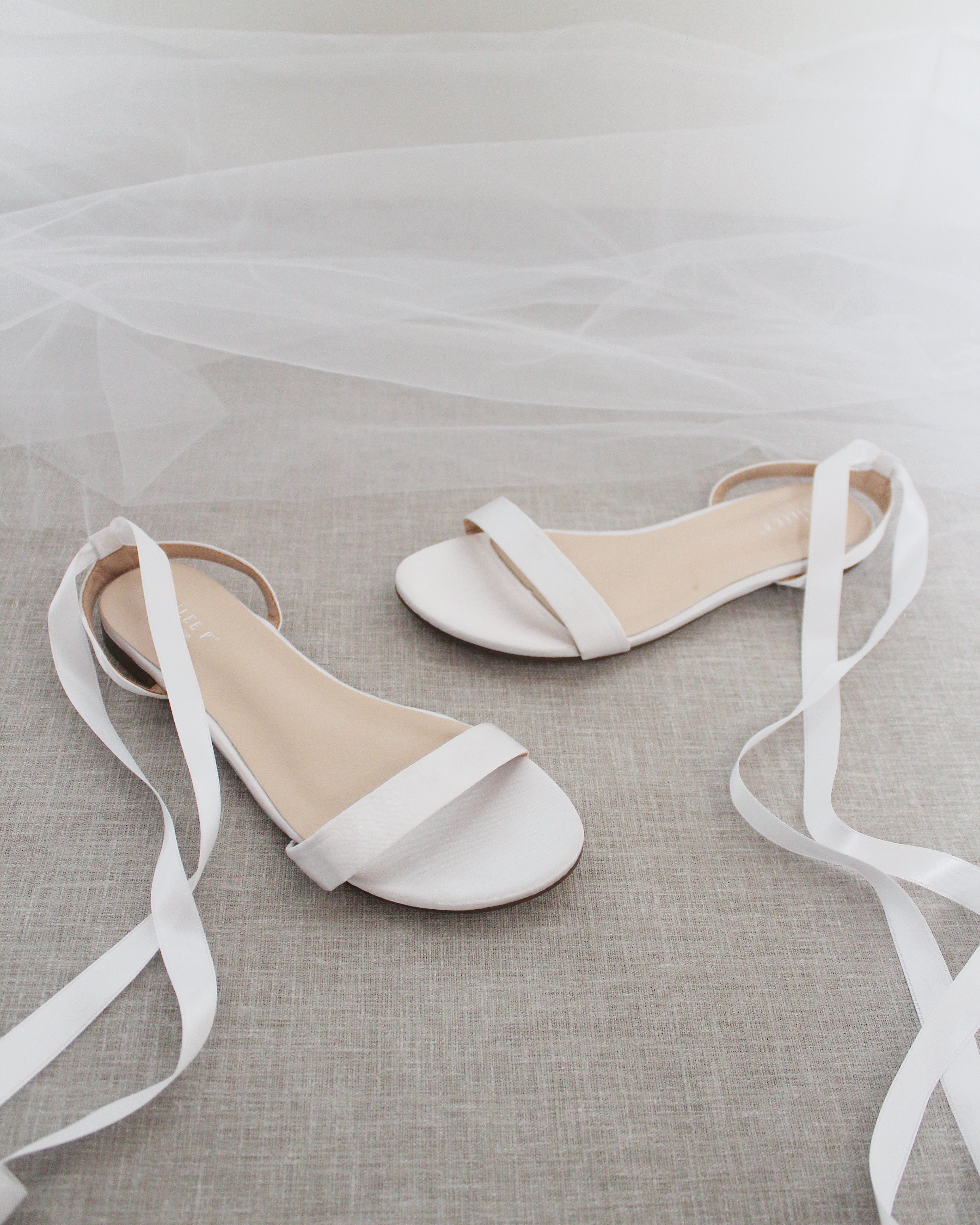 Satin Flat Sandal with Ballerina Lace Up