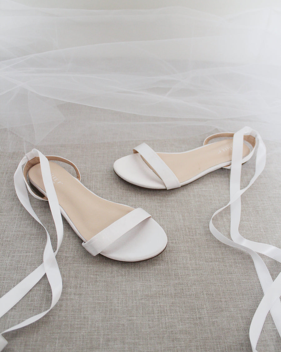 Satin Flat Sandal with Ballerina Lace Up - Glamourous Grace