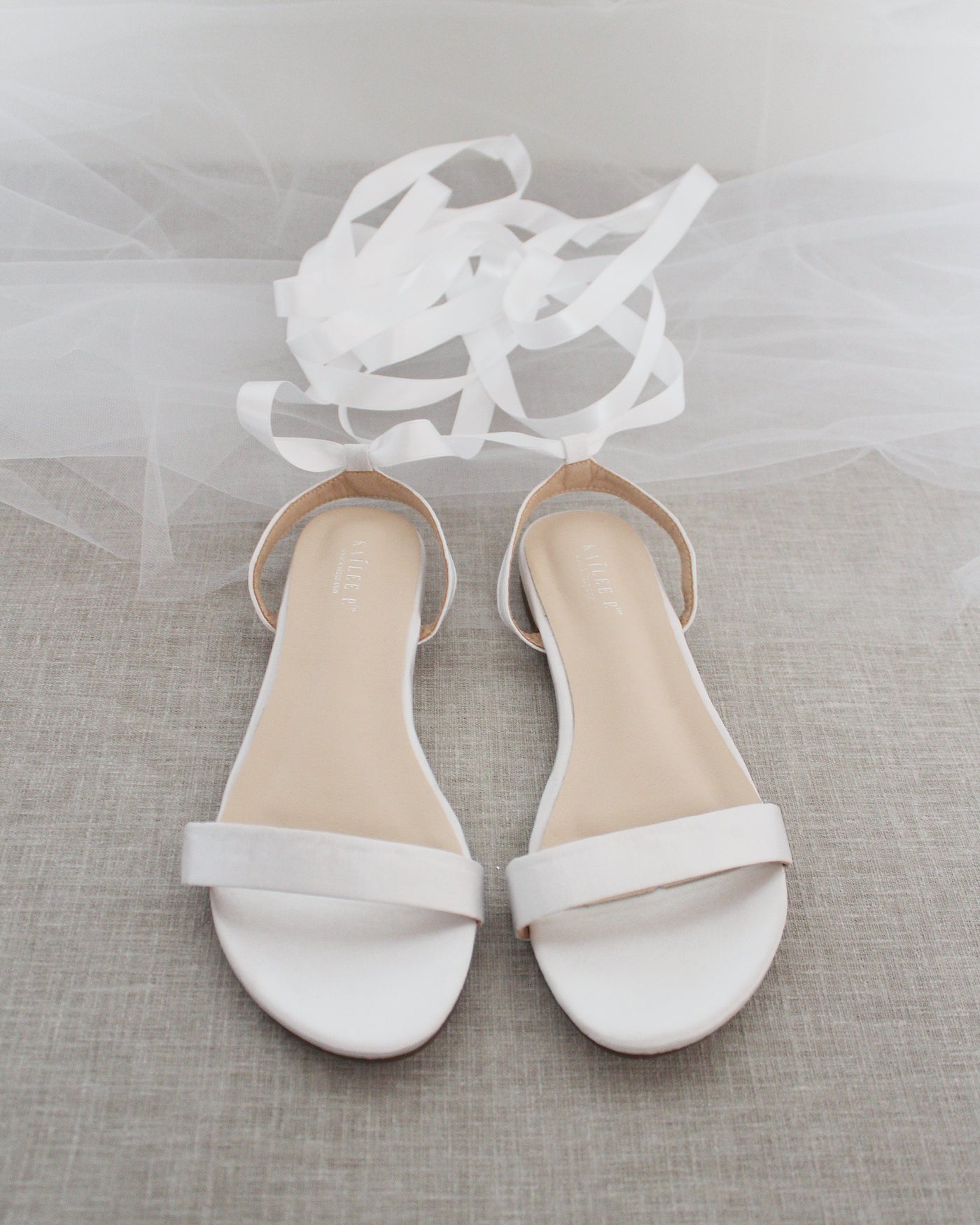 Satin Flat Sandal with Ballerina Lace Up - Glamourous Grace