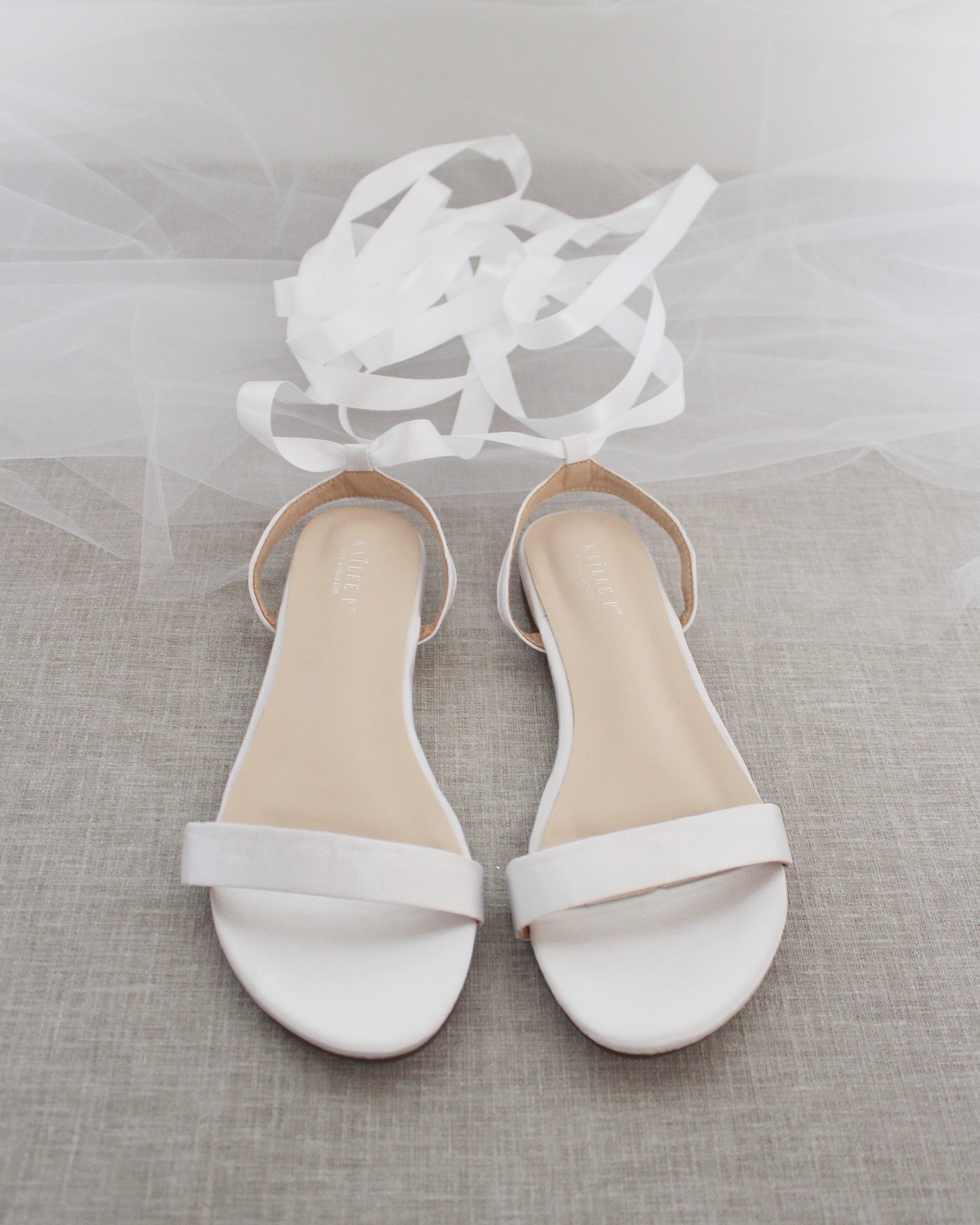 Satin Flat Sandal with Ballerina Lace Up