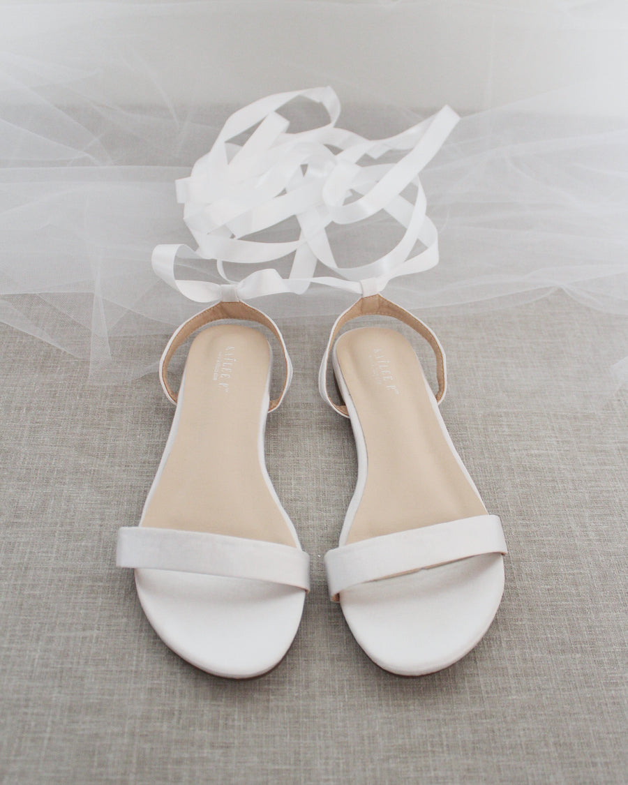 Satin Flat Sandal with Ballerina Lace Up - Glamourous Grace