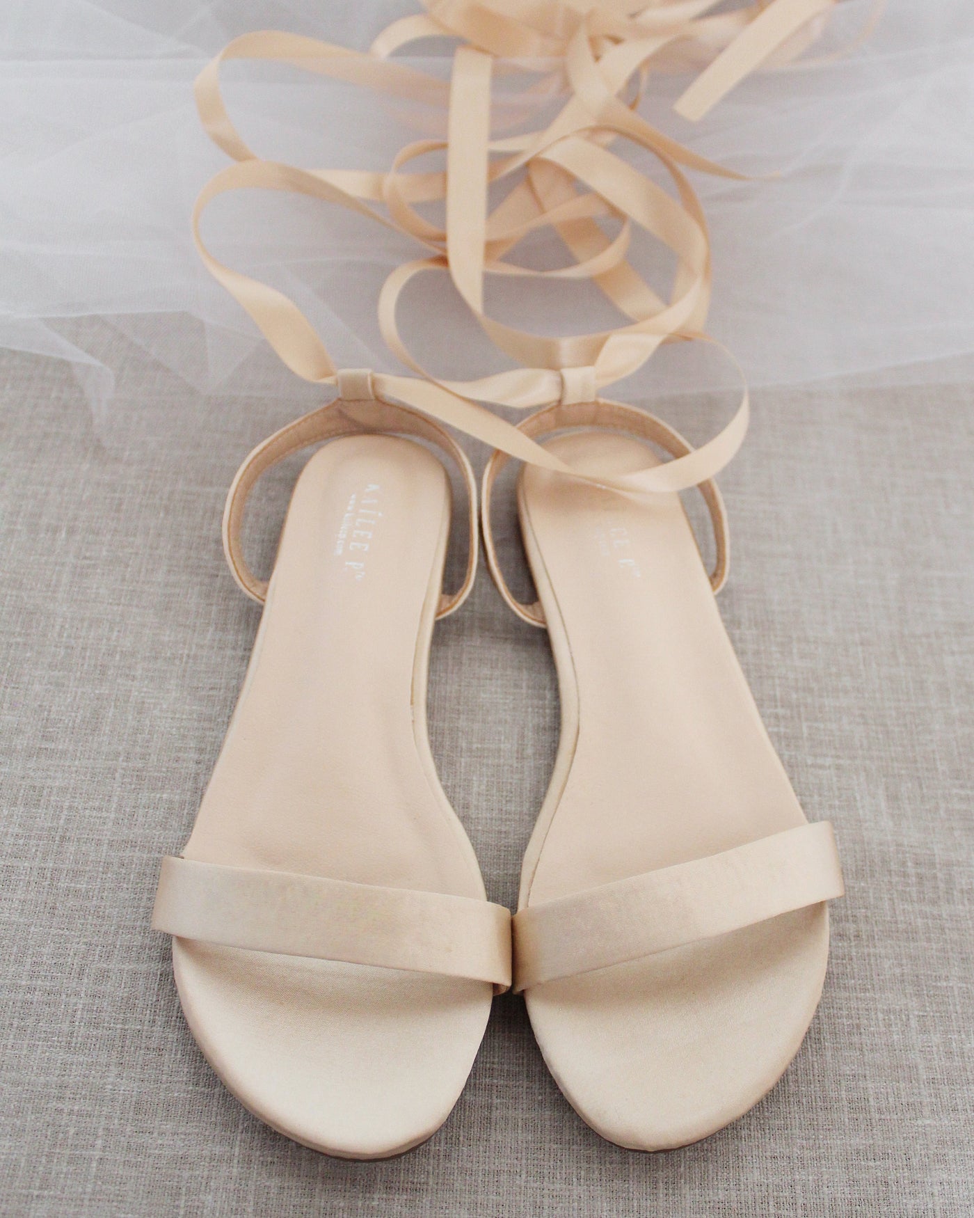 Satin Flat Sandal with Ballerina Lace Up - Glamourous Grace
