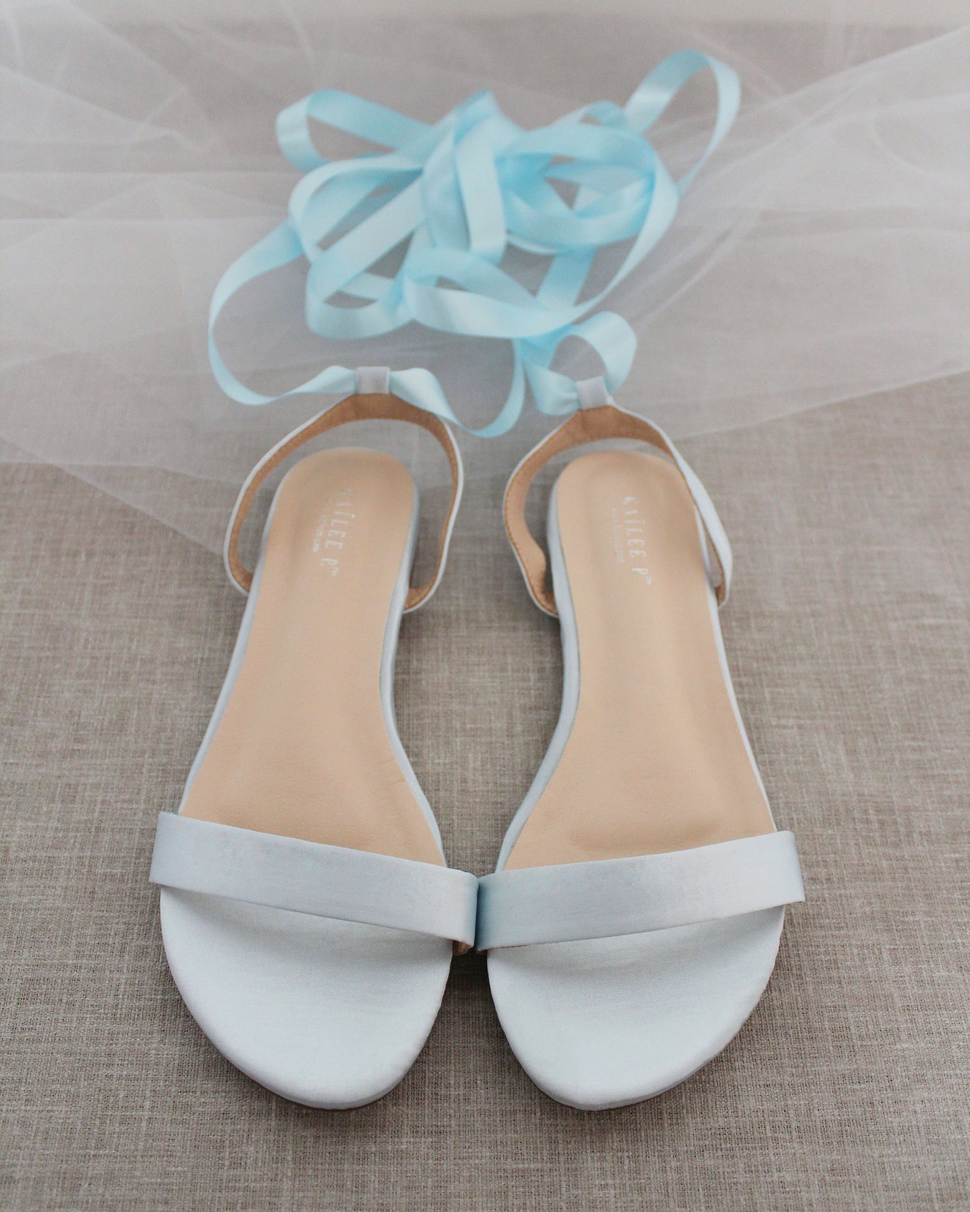 Satin Flat Sandal with Ballerina Lace Up - Glamourous Grace