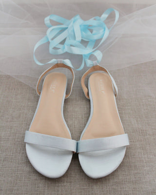 Satin Flat Sandal with Ballerina Lace Up