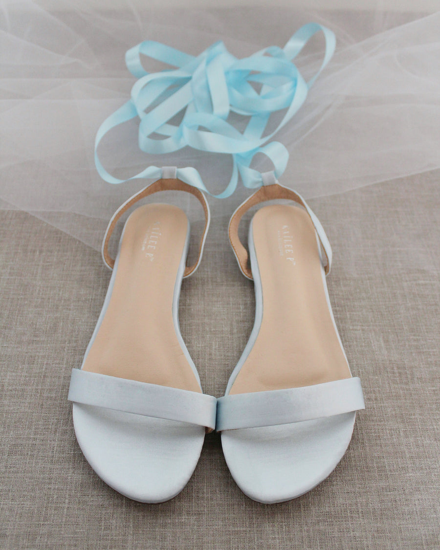 Satin Flat Sandal with Ballerina Lace Up - Glamourous Grace