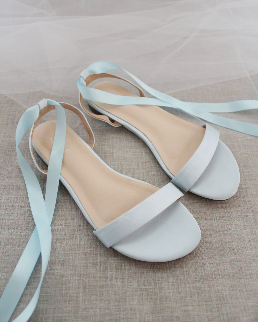 Satin Flat Sandal with Ballerina Lace Up - Glamourous Grace