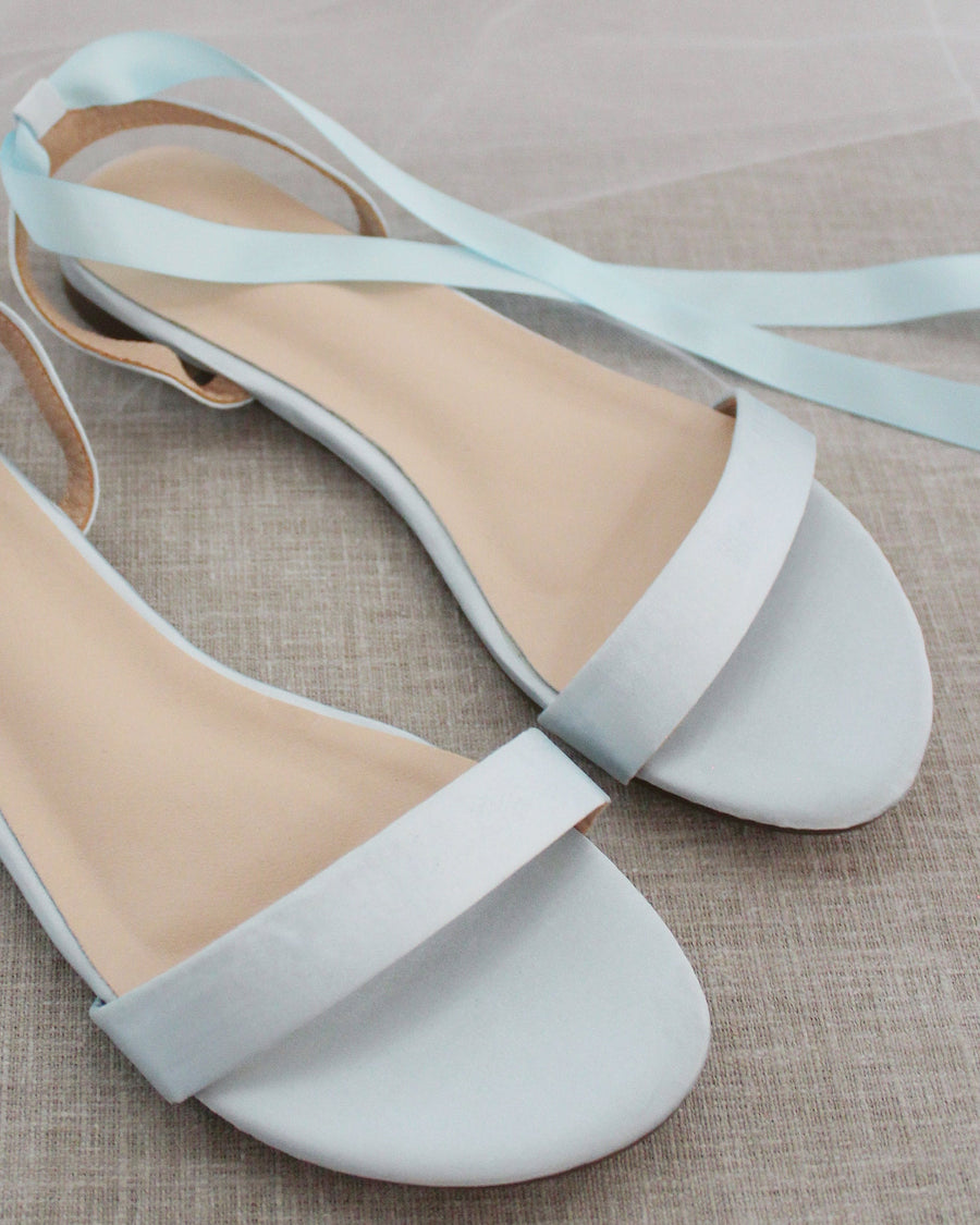 Satin Flat Sandal with Ballerina Lace Up - Glamourous Grace