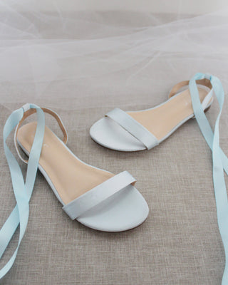 Satin Flat Sandal with Ballerina Lace Up