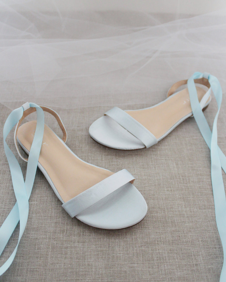 Satin Flat Sandal with Ballerina Lace Up - Glamourous Grace