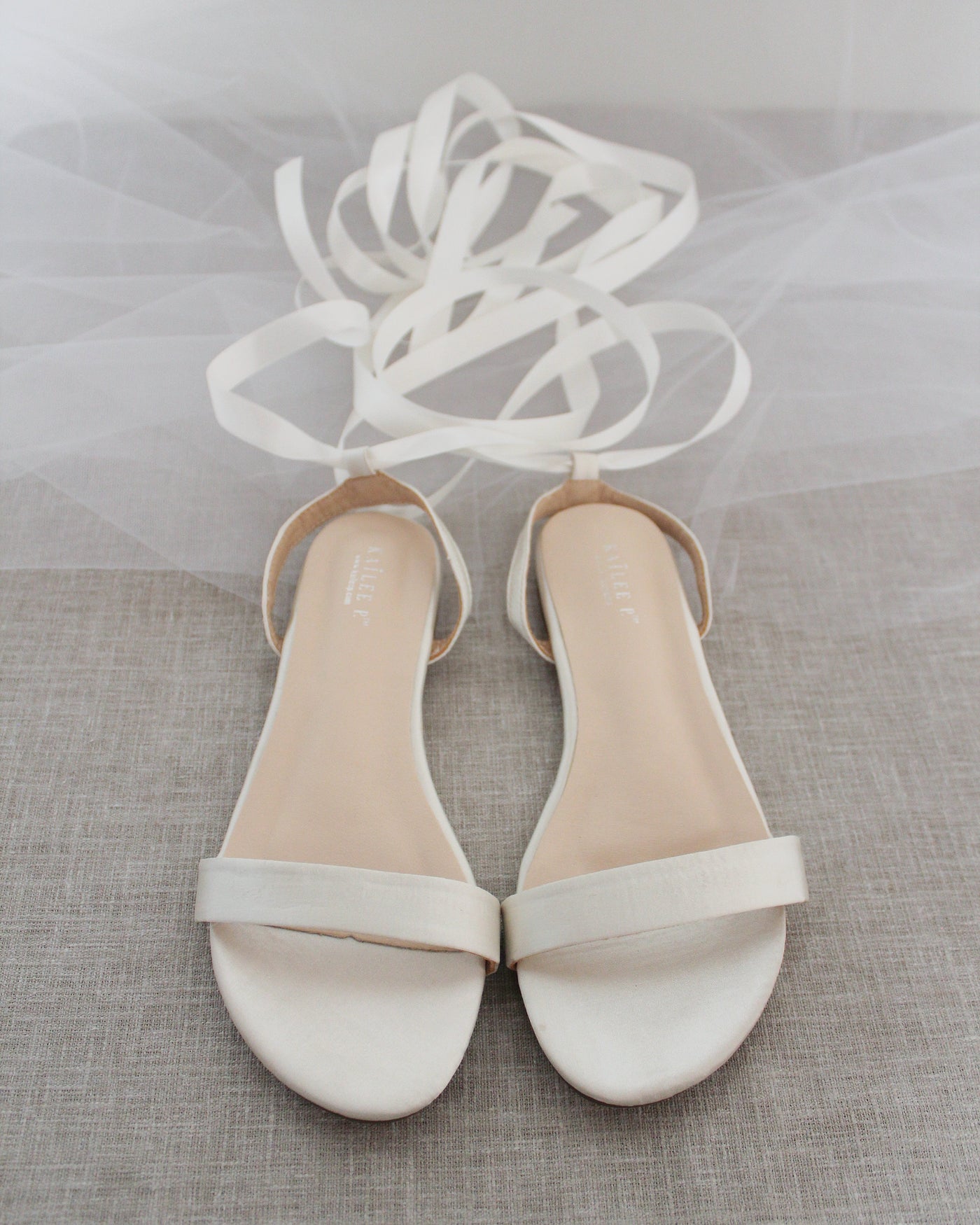 Satin Flat Sandal with Ballerina Lace Up - Glamourous Grace