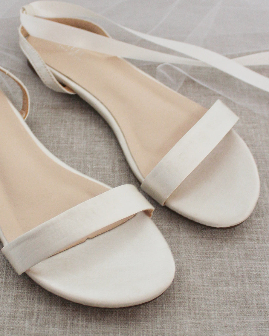 Satin Flat Sandal with Ballerina Lace Up - Glamourous Grace
