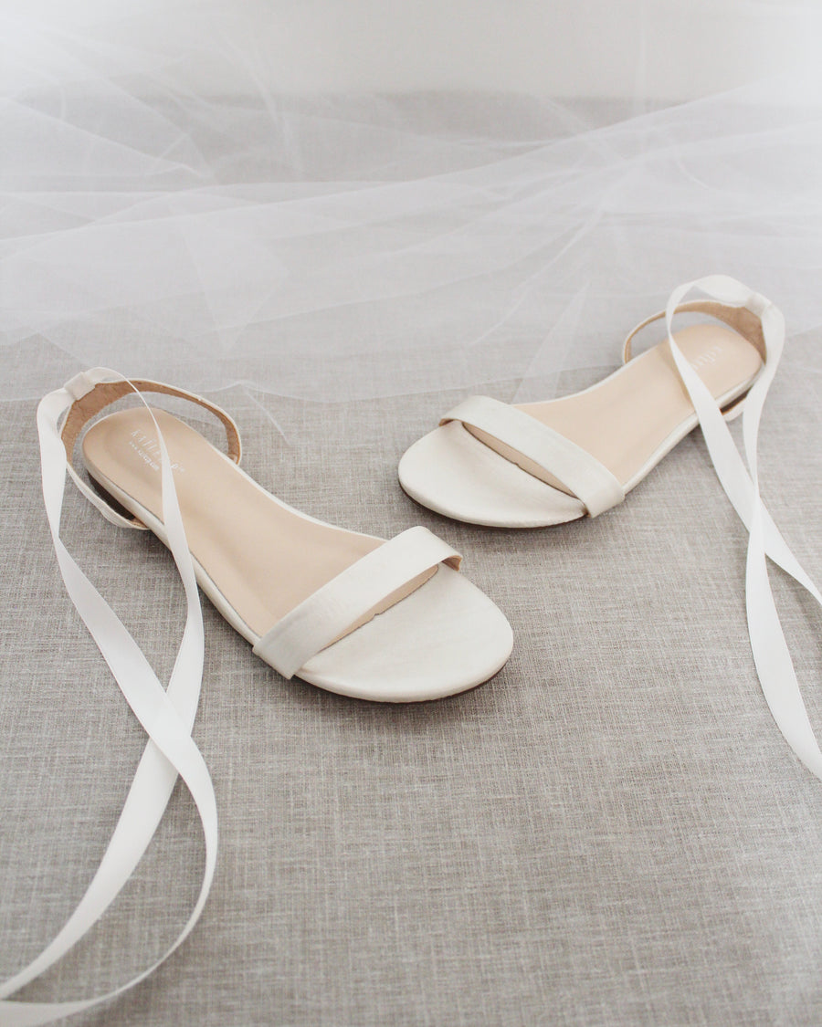 Satin Flat Sandal with Ballerina Lace Up - Glamourous Grace