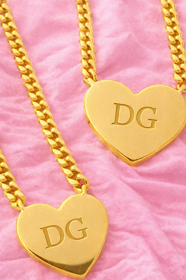 SC - Delta Gamma Engraved Gold Heart Necklace - Glamourous Grace