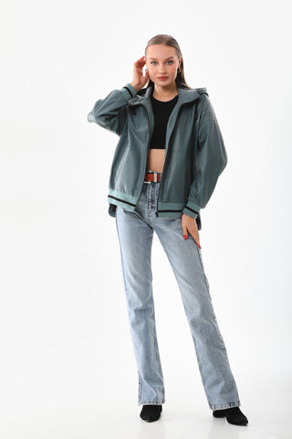 The Polar Green Leather Women Jacket
