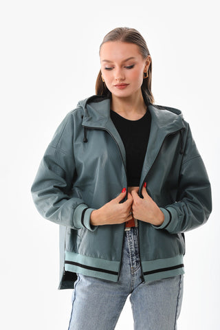 The Polar Green Leather Women Jacket