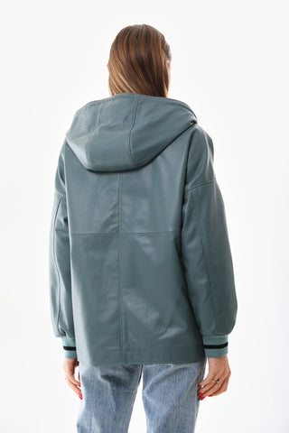 The Polar Green Leather Women Jacket