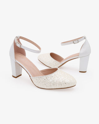 Rock Glitter Block Heel with Ankle Strap