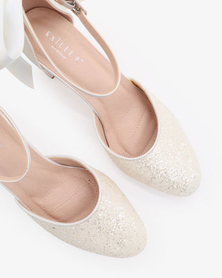 Rock Glitter Block Heel with Back Satin Bow