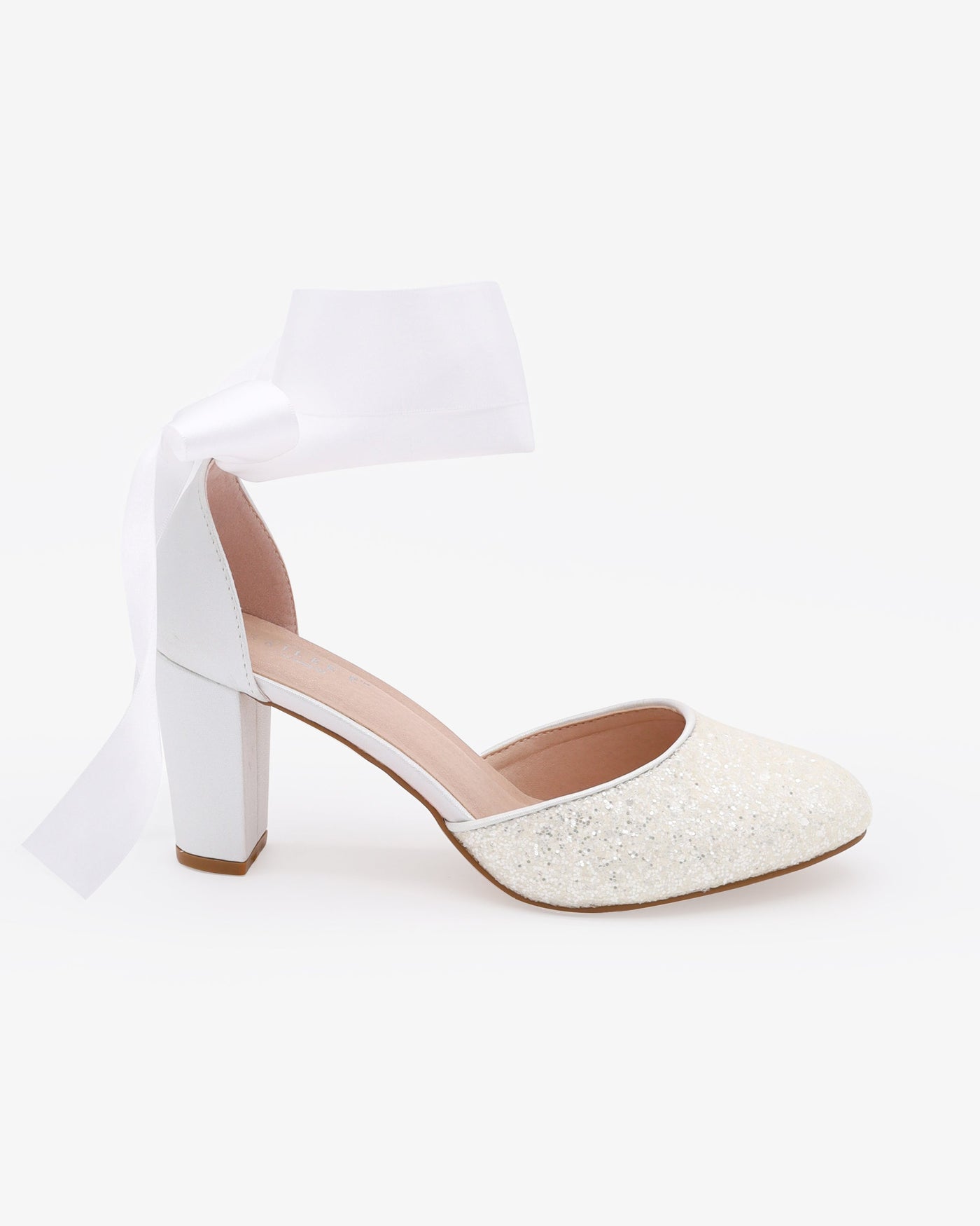 Rock Glitter Block Heel with Wrapped Ribbon Tie - Glamourous Grace