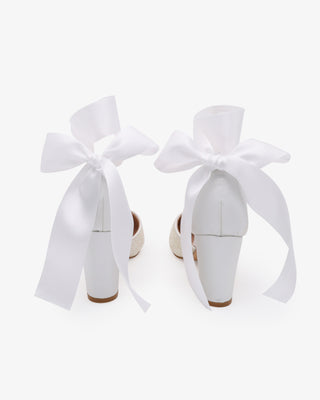 Rock Glitter Block Heel with Wrapped Ribbon Tie