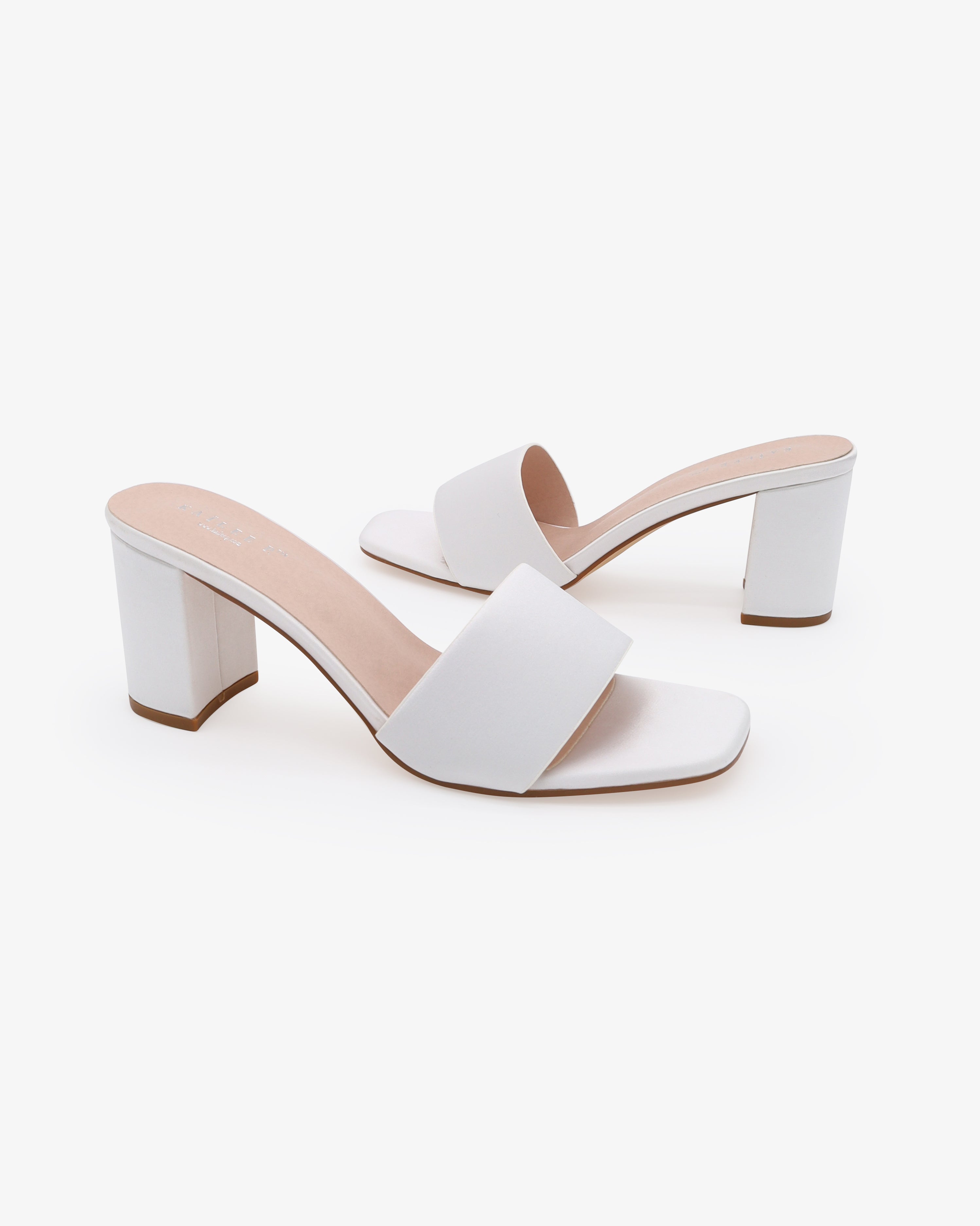 Satin Block Heels Slide Wedding Sandals