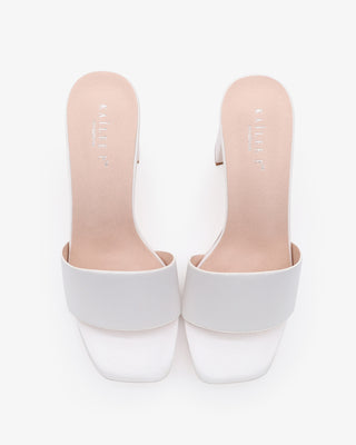 Satin Block Heels Slide Wedding Sandals